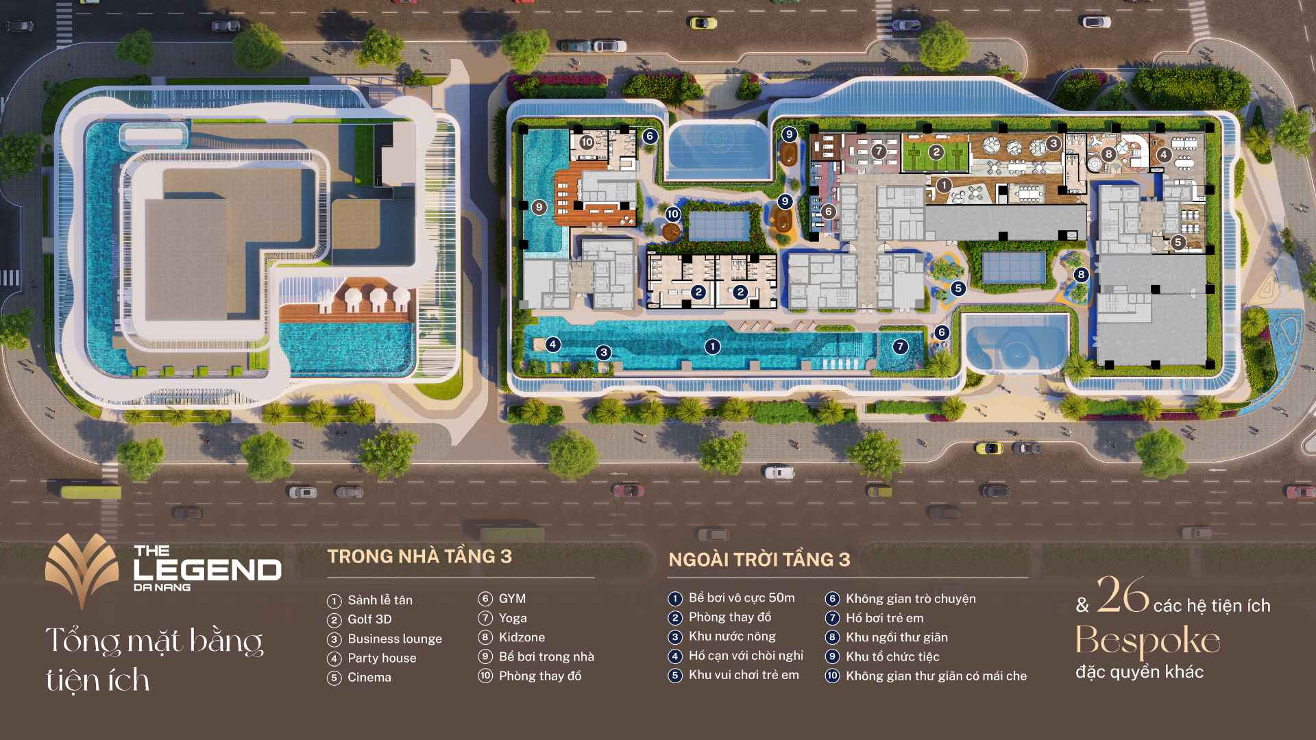 THE LEGEND TIỆN ÍCH mặt bằng tầng 3