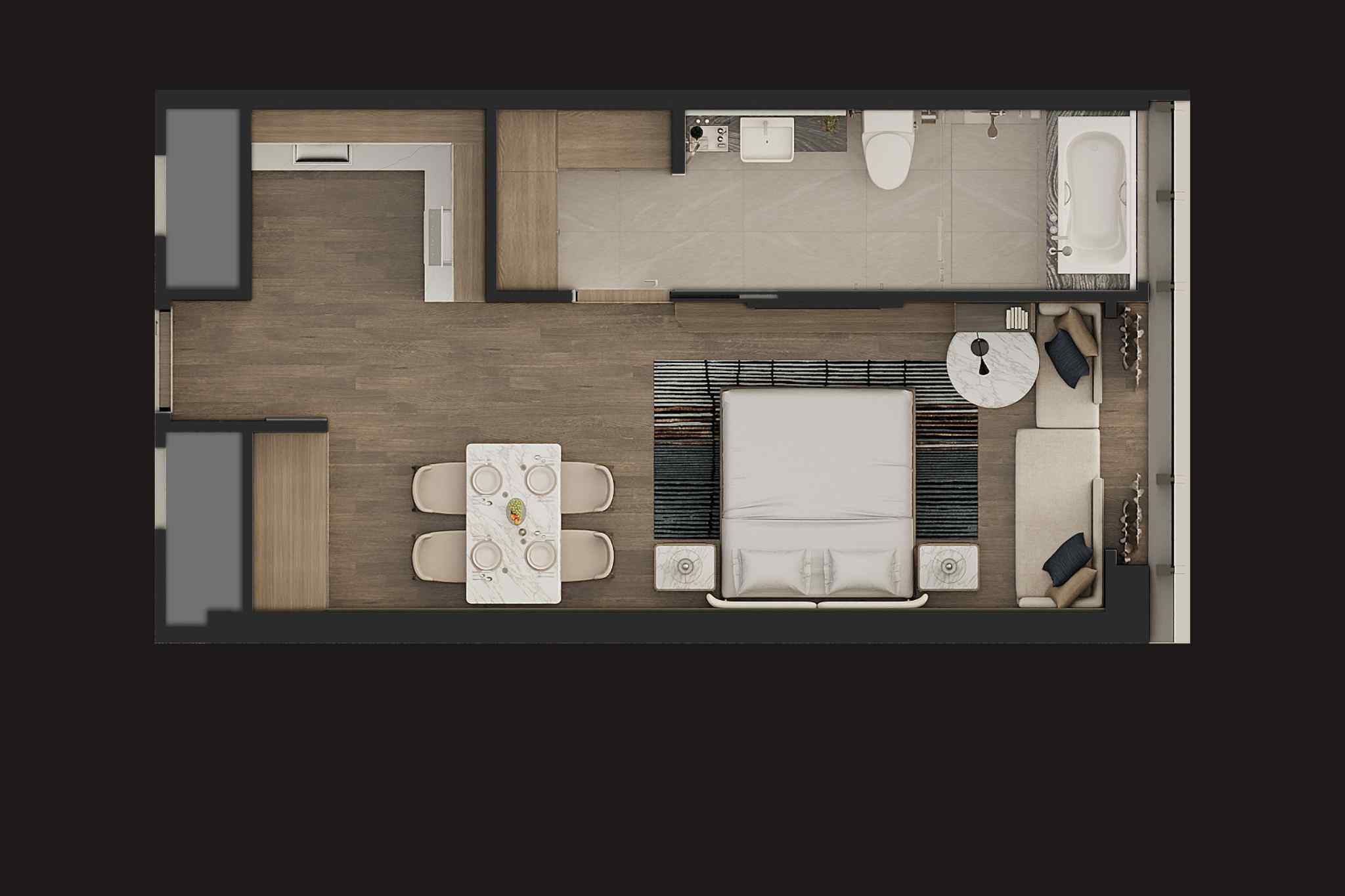 Layout căn studio tại M Landmark Residences