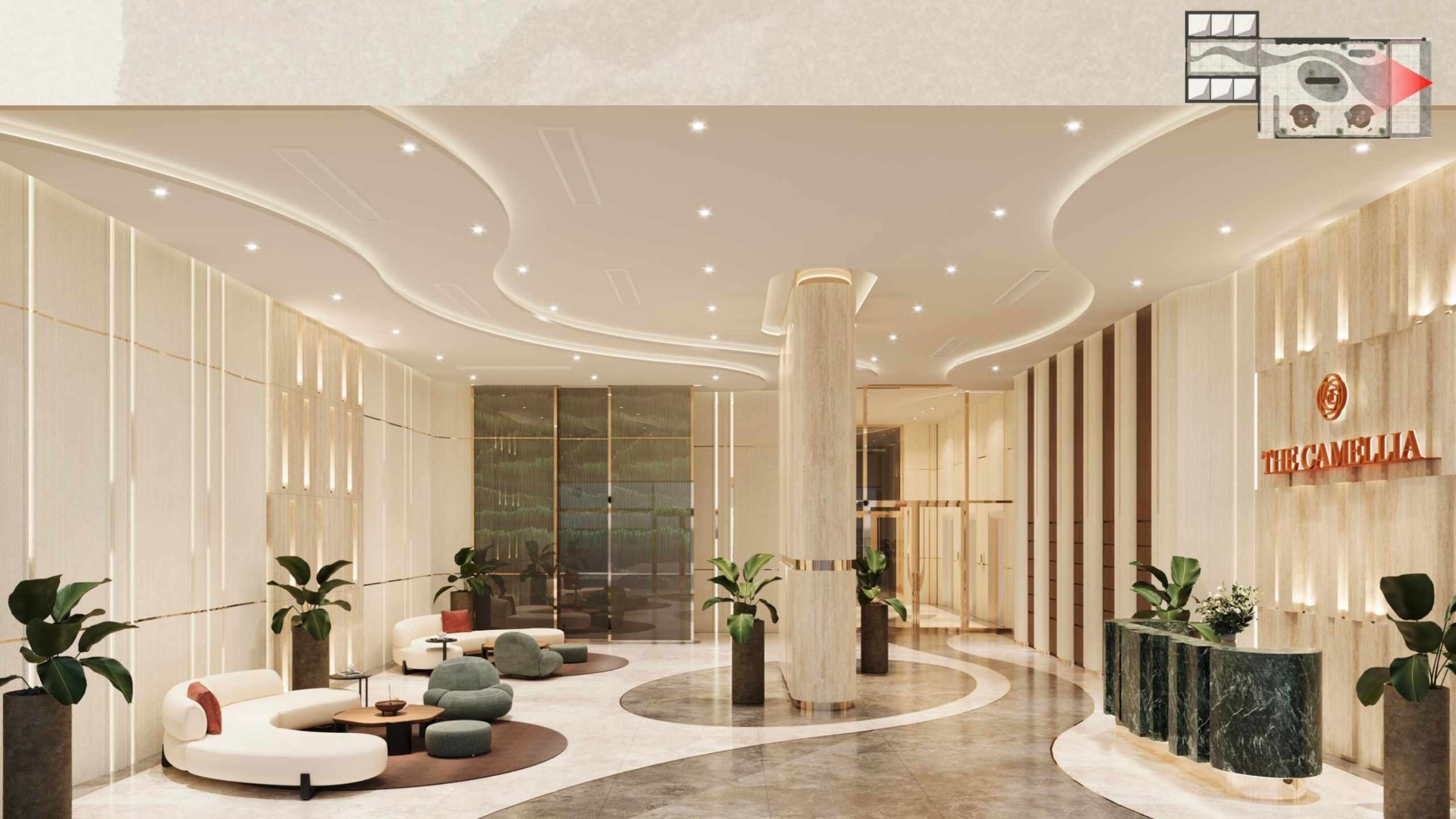 Góc lễ tân tại dự án The Camellia