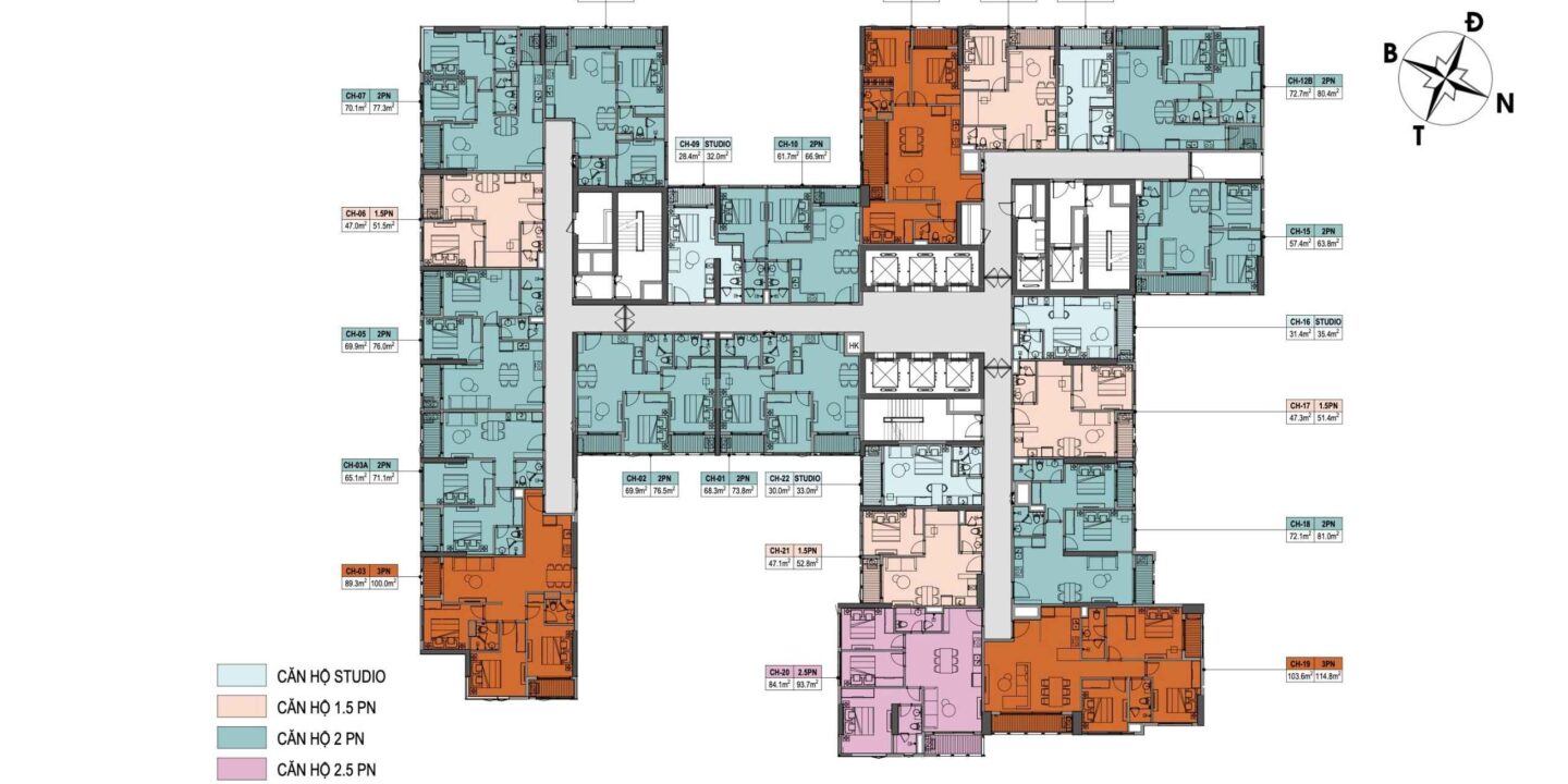 Layout mặt bằng căn hộ tại The Camellia